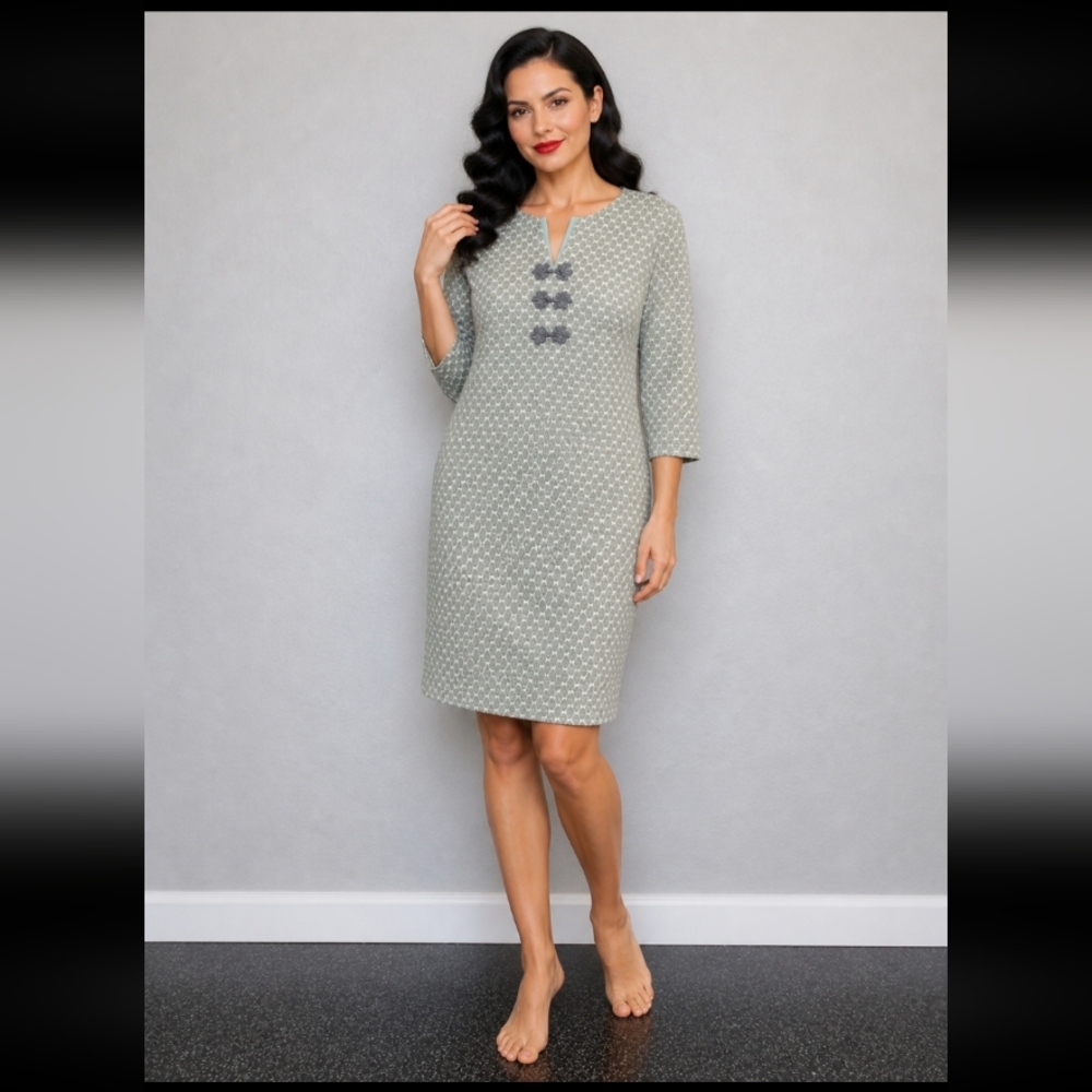 VINTAGE Handmade Silver Pattern Evening Dress Small